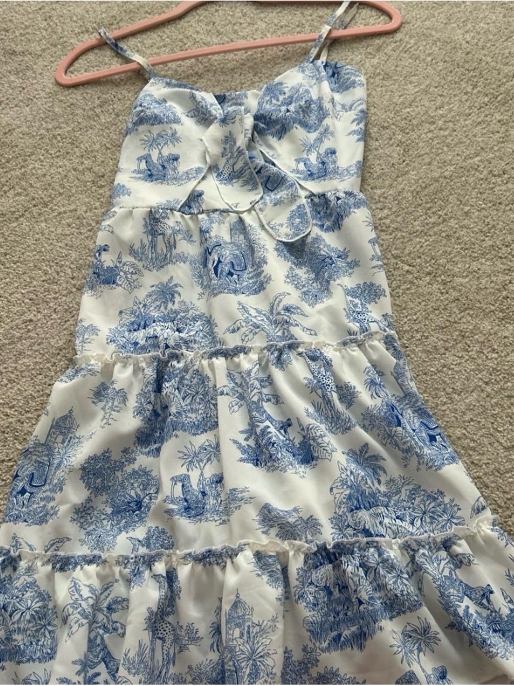 Cider Blue and White Toile Print Mini Dress